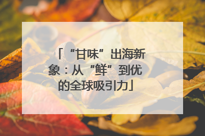 “甘味”出海新象：从“鲜”到优的全球吸引力