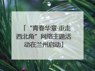 “青春华章·重走西北角”网络主题活动在兰州启动