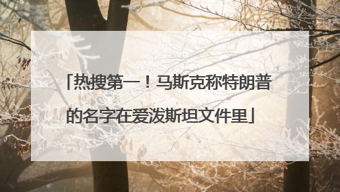 热搜第一！马斯克称特朗普的名字在爱泼斯坦文件里