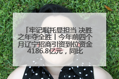 牢记嘱托显担当 决胜之年夺全胜丨今年前四个月辽宁招商引资到位资金4186.8亿元，同比增长17.4%