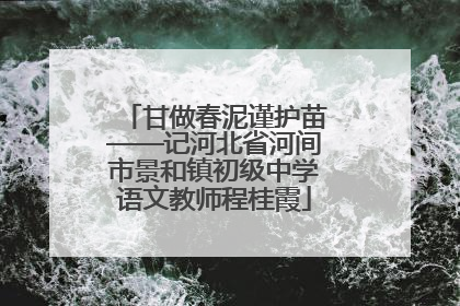 甘做春泥谨护苗——记河北省河间市景和镇初级中学语文教师程桂霞