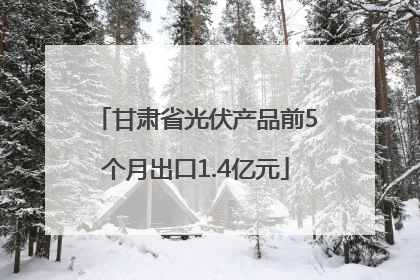 甘肃省光伏产品前5个月出口1.4亿元