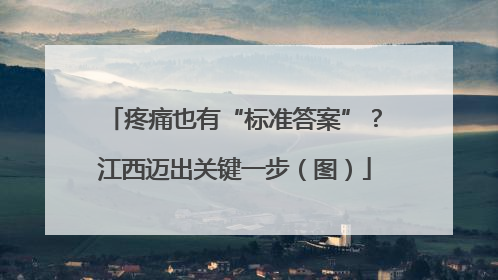 疼痛也有“标准答案”？江西迈出关键一步（图）