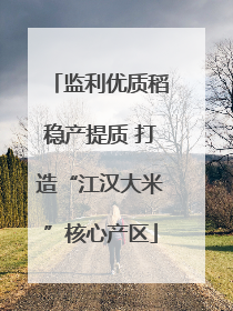 监利优质稻稳产提质 打造“江汉大米”核心产区