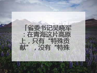 省委书记吴晓军：在青海这片高原上，只有“特殊贡献”，没有“特殊待遇”
