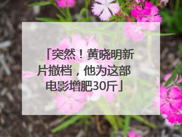 突然！黄晓明新片撤档，他为这部电影增肥30斤