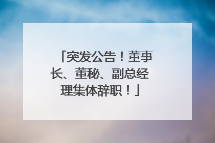 突发公告！董事长、董秘、副总经理集体辞职！
