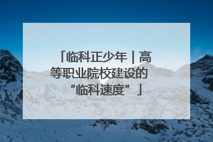 临科正少年｜高等职业院校建设的“临科速度”
