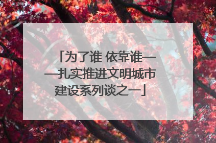 为了谁 依靠谁——扎实推进文明城市建设系列谈之一