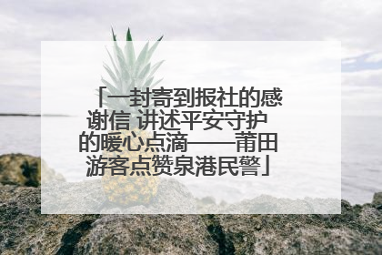 一封寄到报社的感谢信 讲述平安守护的暖心点滴——莆田游客点赞泉港民警