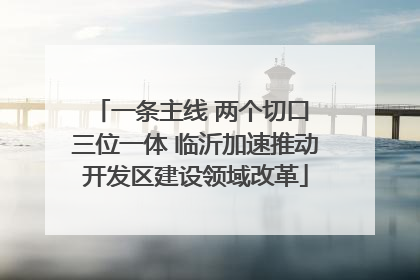 一条主线 两个切口 三位一体 临沂加速推动开发区建设领域改革