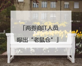 两券商IT人员曝出“老鼠仓”