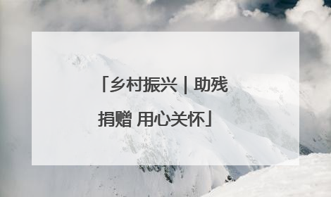 乡村振兴｜助残捐赠 用心关怀