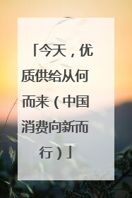 今天，优质供给从何而来（中国消费向新而行）