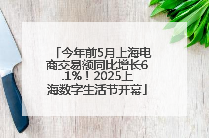 今年前5月上海电商交易额同比增长6.1%！2025上海数字生活节开幕