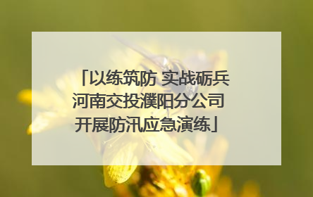 以练筑防 实战砺兵 河南交投濮阳分公司开展防汛应急演练