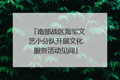 南部战区海军文艺小分队开展文化服务活动见闻