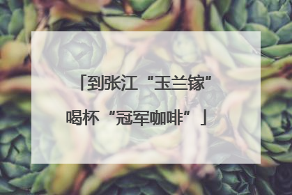 到张江“玉兰镓”喝杯“冠军咖啡”