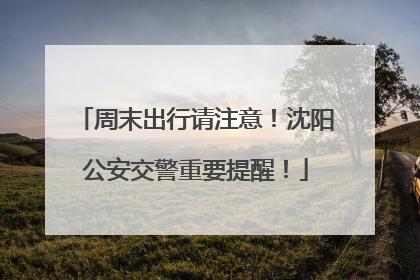 周末出行请注意！沈阳公安交警重要提醒！