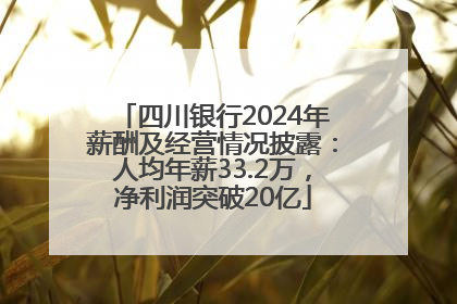 四川银行2024年薪酬及经营情况披露：人均年薪33.2万，净利润突破20亿