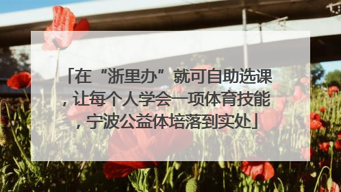 在“浙里办”就可自助选课，让每个人学会一项体育技能，宁波公益体培落到实处