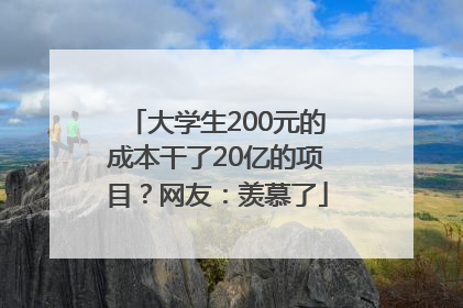 大学生200元的成本干了20亿的项目？网友：羡慕了
