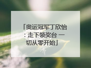 奥运冠军丁欣怡：走下领奖台 一切从零开始