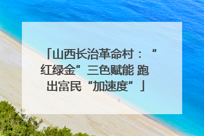山西长治革命村：“红绿金”三色赋能 跑出富民“加速度”