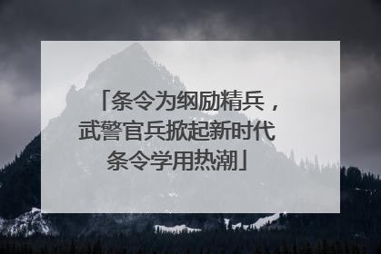 条令为纲励精兵，武警官兵掀起新时代条令学用热潮