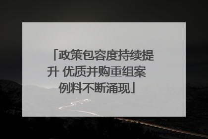 政策包容度持续提升 优质并购重组案例料不断涌现