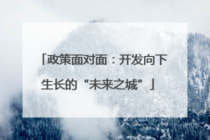 政策面对面：开发向下生长的“未来之城”