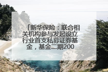 新华保险：联合相关机构参与发起设立行业首支私募证券基金，基金二期200亿元已募集完毕