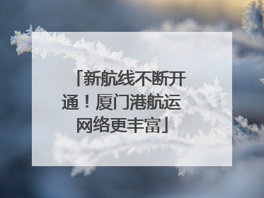 新航线不断开通！厦门港航运网络更丰富