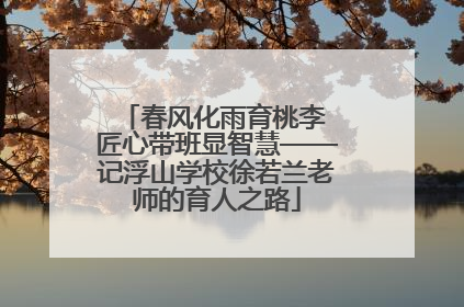春风化雨育桃李 匠心带班显智慧——记浮山学校徐若兰老师的育人之路