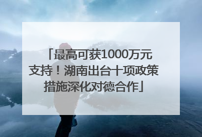 最高可获1000万元支持！湖南出台十项政策措施深化对德合作