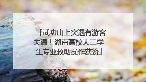 武功山上突遇有游客失温！湖南高校大二学生专业救助操作获赞