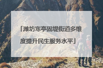 潍坊寒亭固堤街道多维度提升民生服务水平