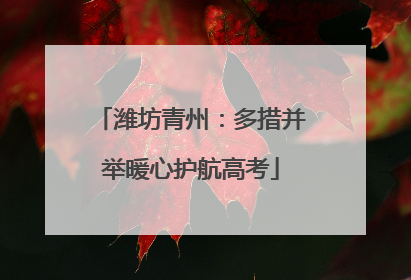 潍坊青州：多措并举暖心护航高考