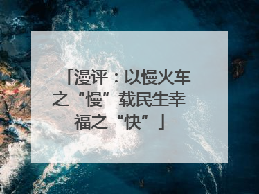 漫评：以慢火车之“慢”载民生幸福之“快”