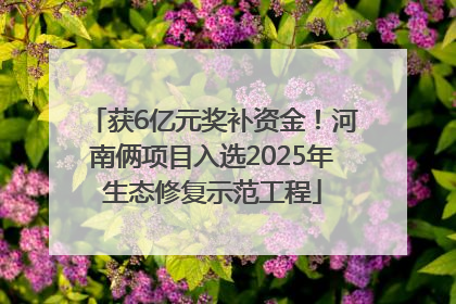 获6亿元奖补资金！河南俩项目入选2025年生态修复示范工程