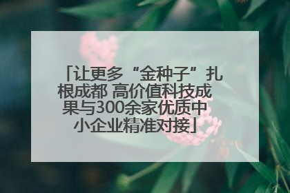 让更多“金种子”扎根成都 高价值科技成果与300余家优质中小企业精准对接