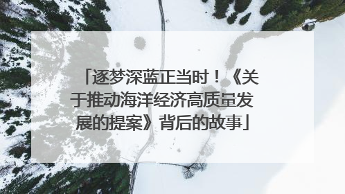 逐梦深蓝正当时！《关于推动海洋经济高质量发展的提案》背后的故事