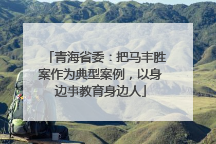 青海省委：把马丰胜案作为典型案例，以身边事教育身边人