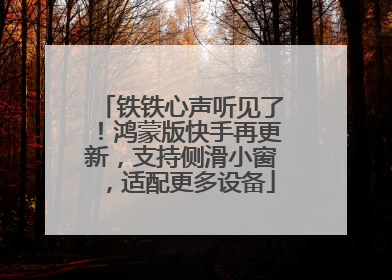 铁铁心声听见了！鸿蒙版快手再更新，支持侧滑小窗，适配更多设备