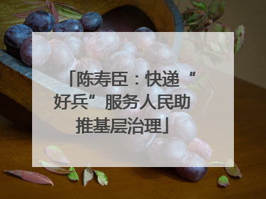 陈寿臣：快递“好兵”服务人民助推基层治理