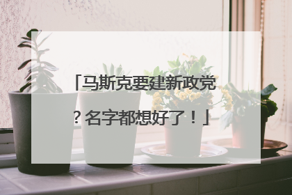 马斯克要建新政党？名字都想好了！