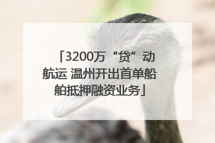3200万“贷”动航运 温州开出首单船舶抵押融资业务